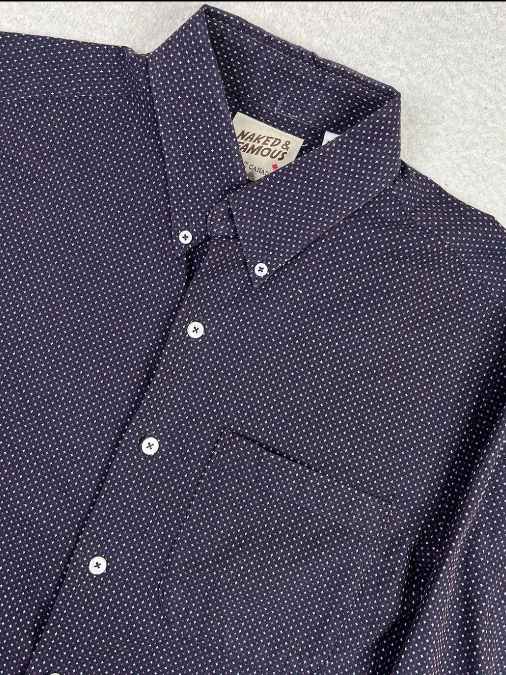 Naked & Famous Regular Polka-Dot Cross Weave Button Shirt Button-Up Casual Denim